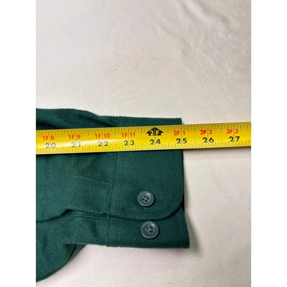 LL Bean Chamois Traditional Fit Cloth Shirt Green Cotton Button Down Mens L Reg